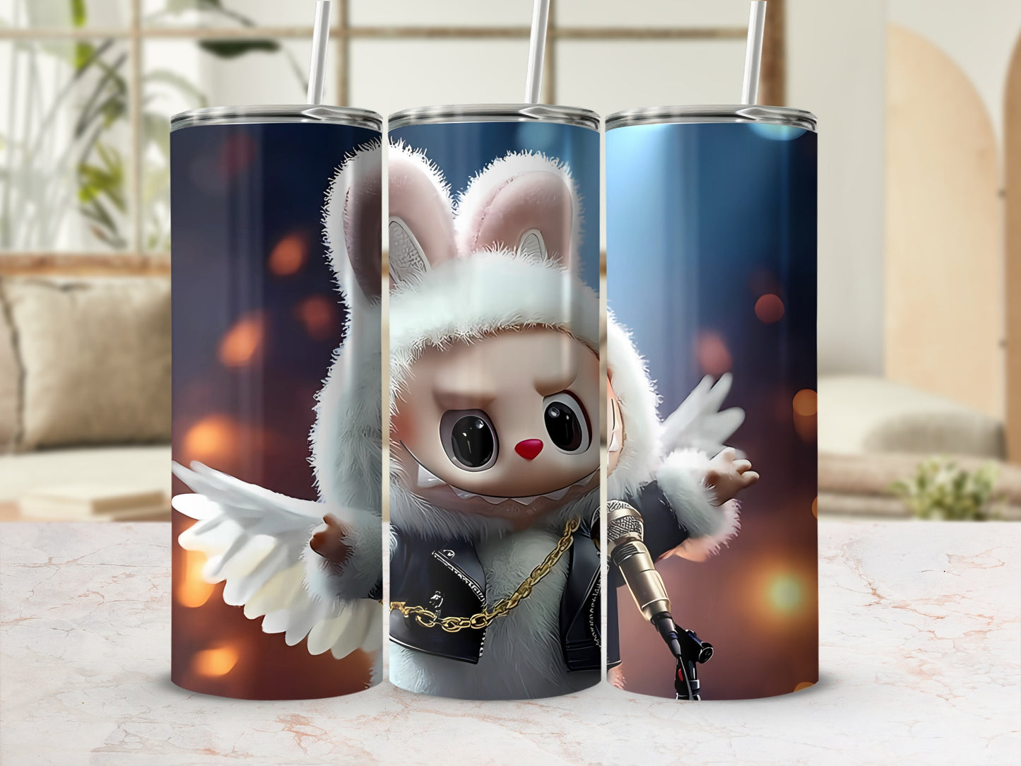 Cute Bunny Angel Singing Mic Art Design Tumbler