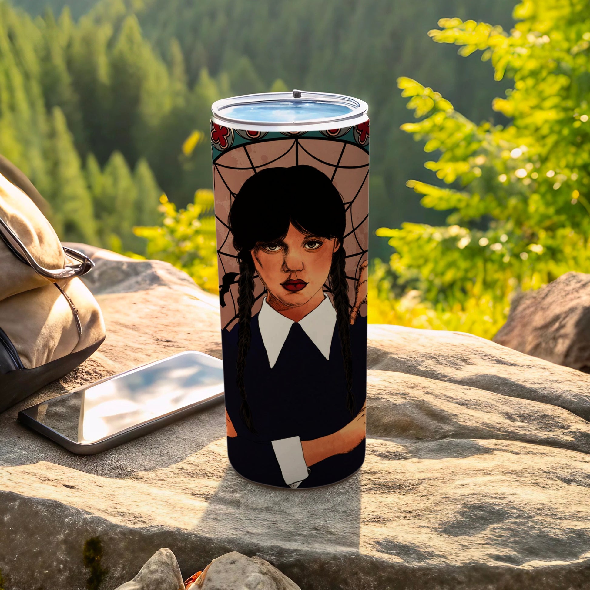 Enigmatic Character Design Tumbler With Lid