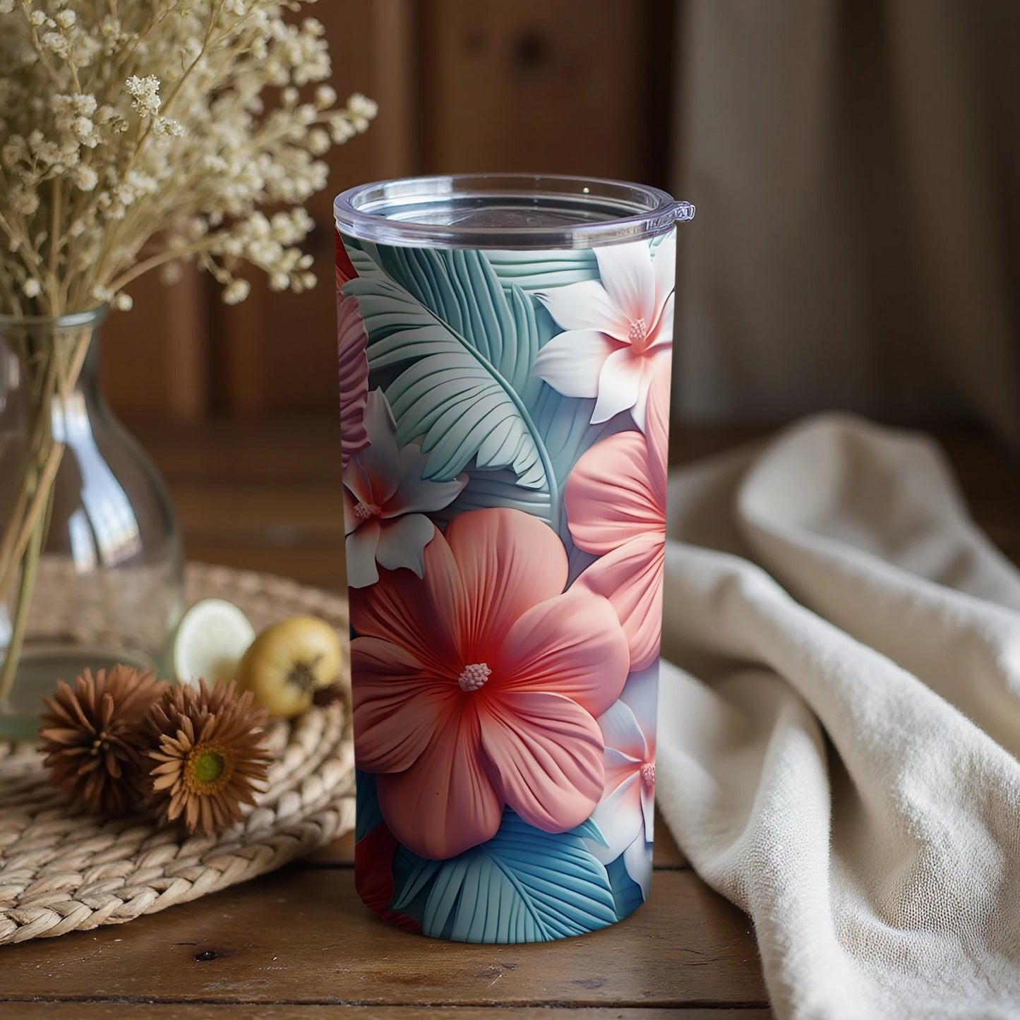 Tropical Floral Insulated Tumbler with Lid 20oz product type