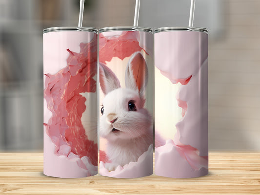Adorable Rabbit Tumbler with Pink Floral Design Tumbler