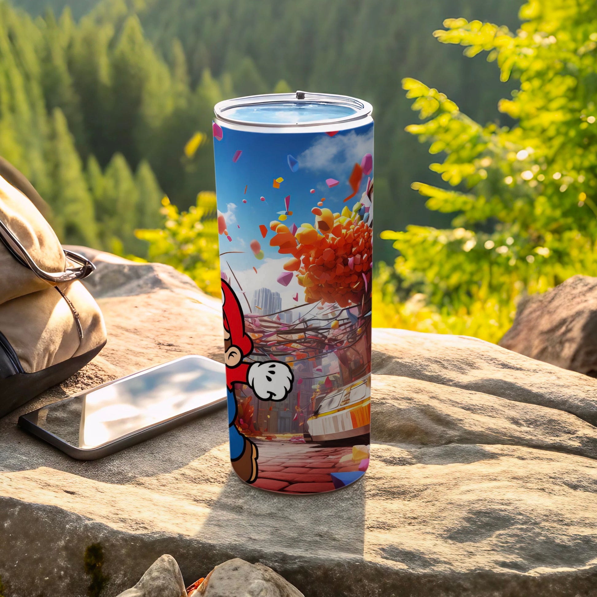 Vibrant Mario Scene Travel Tumbler for Outdoor Adventures