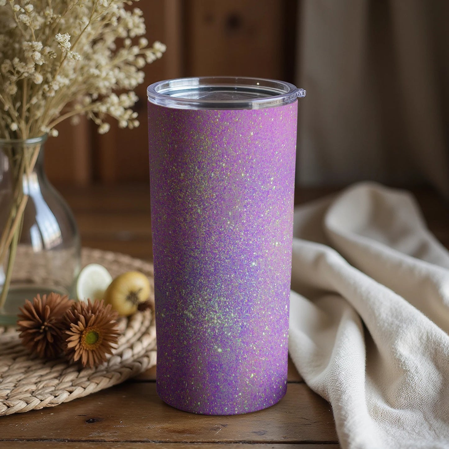 Sparkling Purple Insulated Tumbler with Glitter Finish