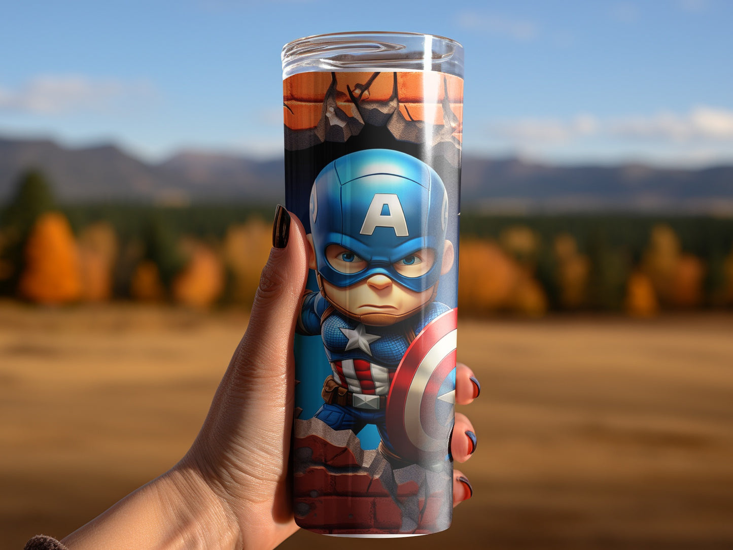 Superhero Themed Captain America Tumbler for Drinks