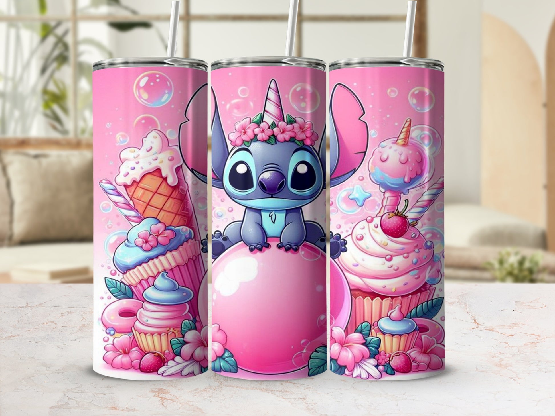 Adorable Cartoon Character with Sweets Tumbler Cup