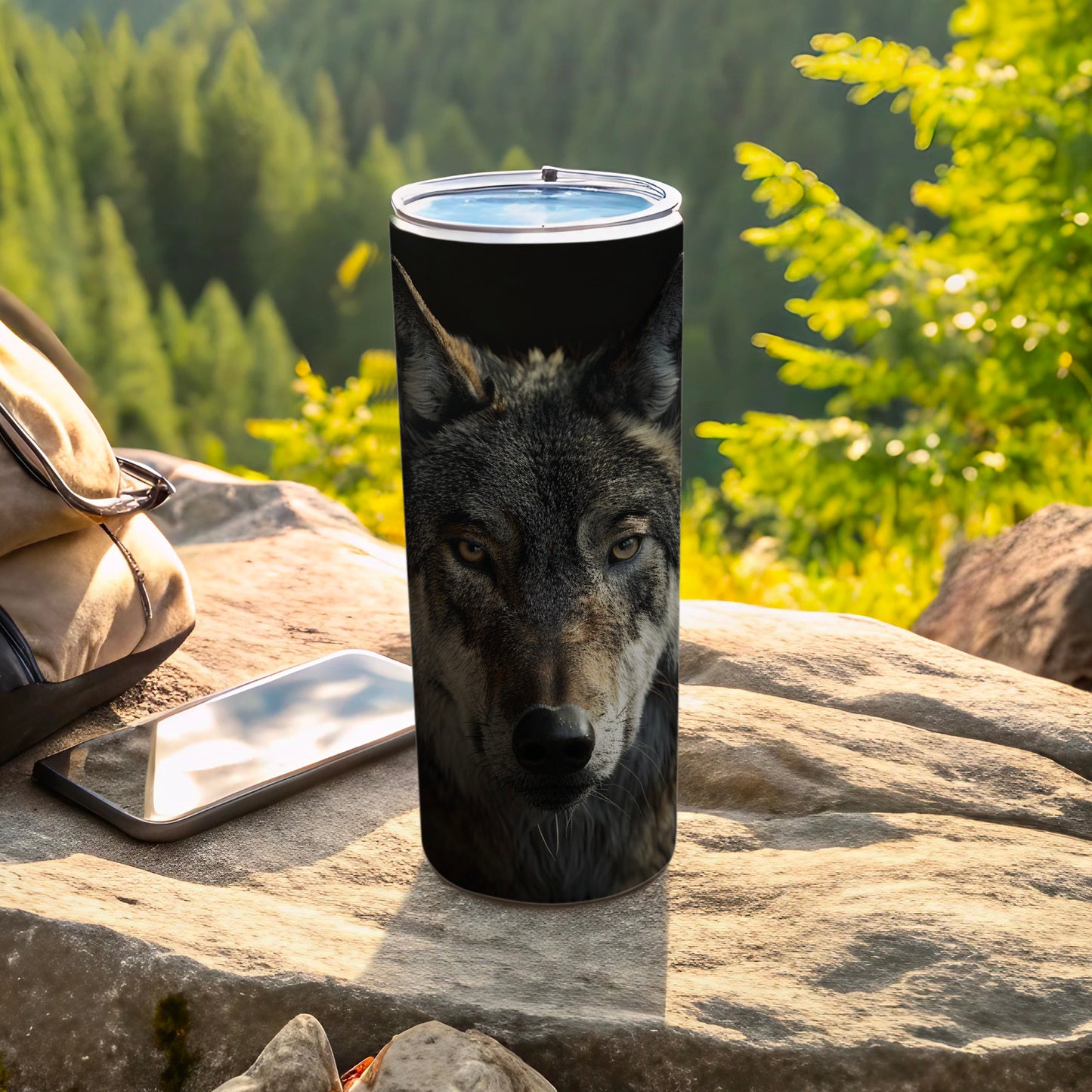 Majestic Wolf Face Outdoor Scene Travel Tumbler product type