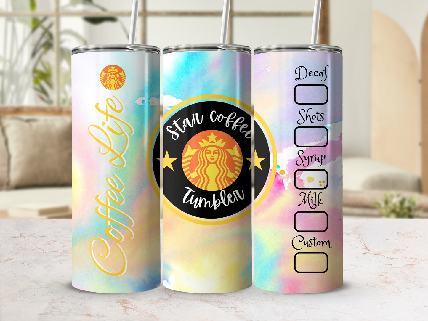 Colorful Coffee Life Star Coffee Tumbler Cup