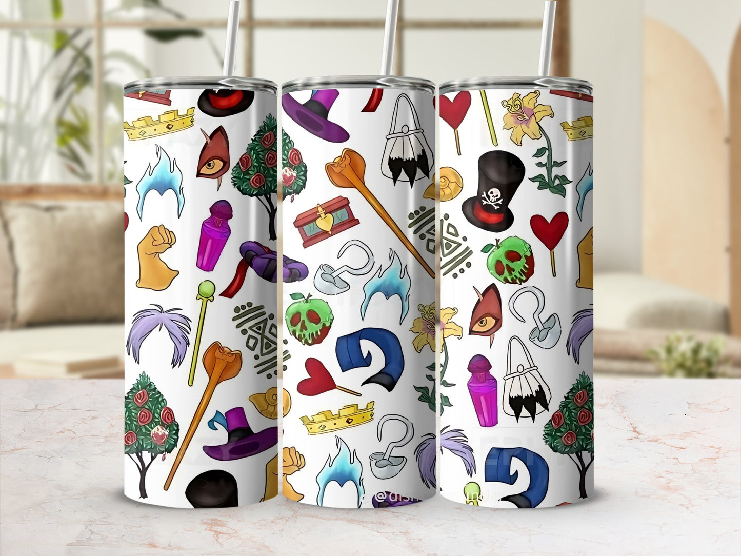 Vibrant Fantasy Theme Tumbler With Enchanting Icons