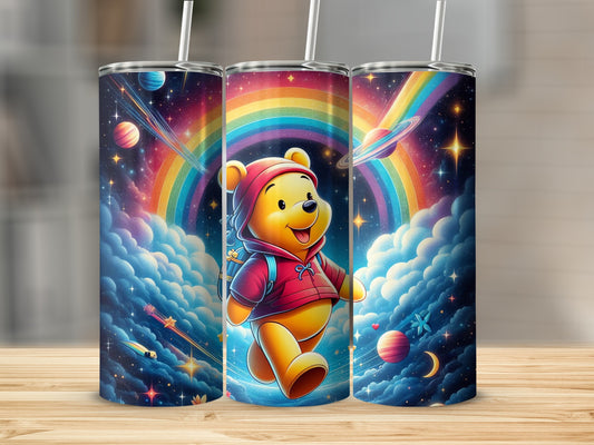Winne The Pooh With Planets And Rainbow Clouds Tumblers