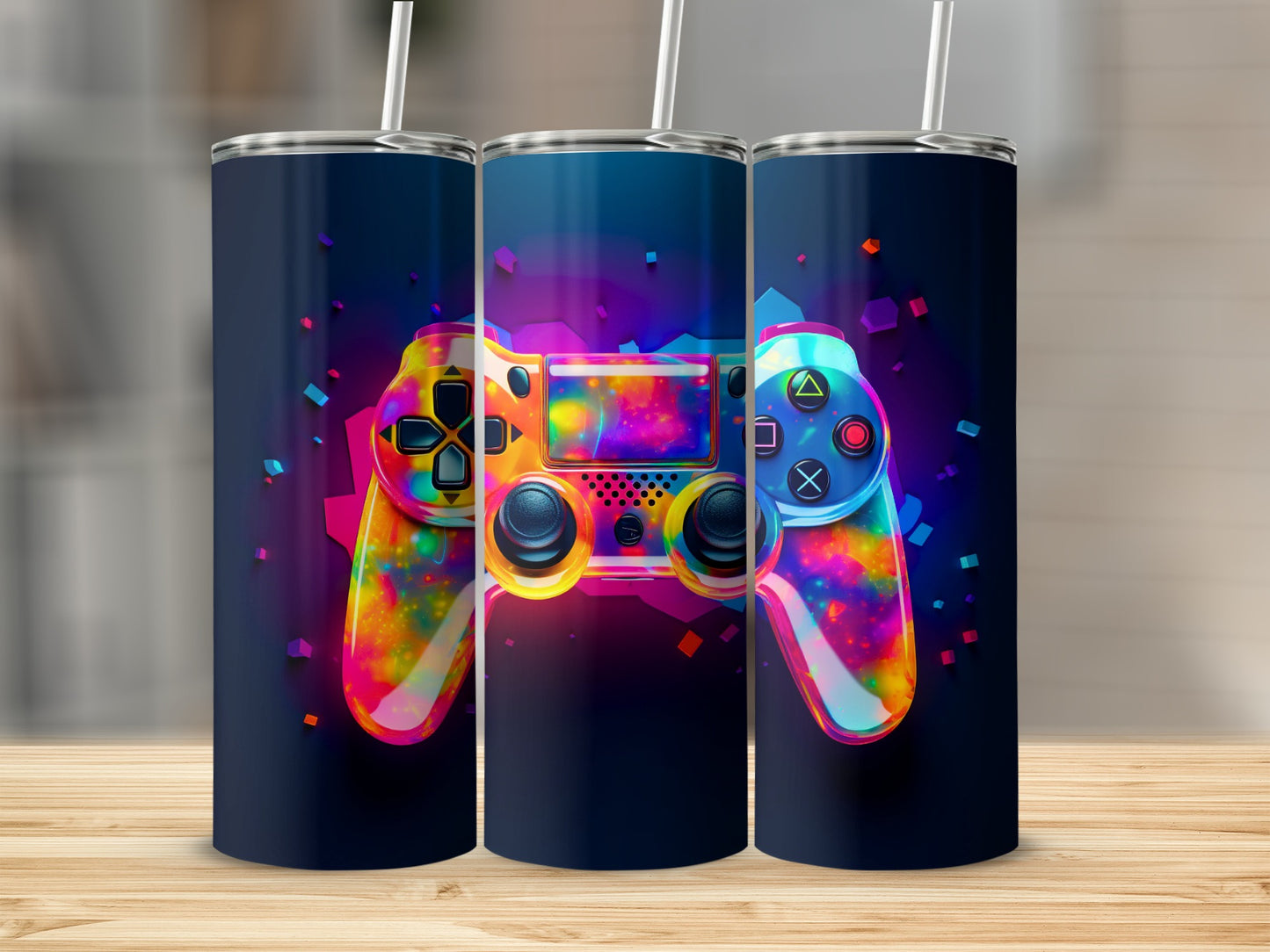 Colorful Abstract Game Controller Design Tumbler