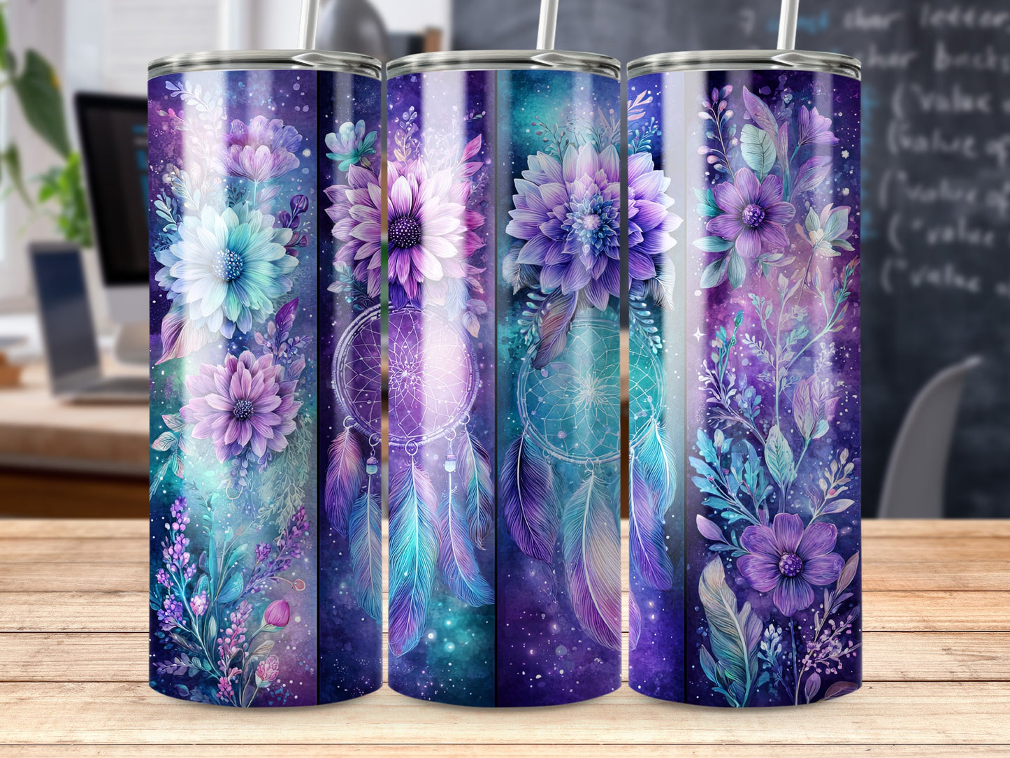 Colorful Floral Dreamcatcher Designed Tumbler
