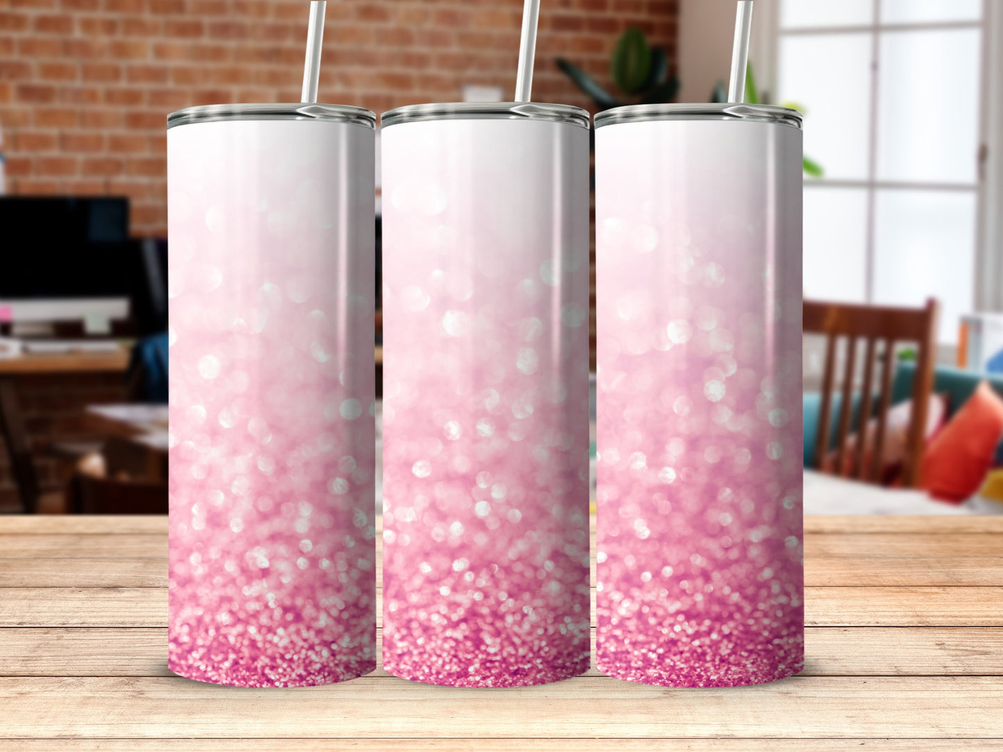 Pink Glitter Ombre Design Insulated Tumbler Product