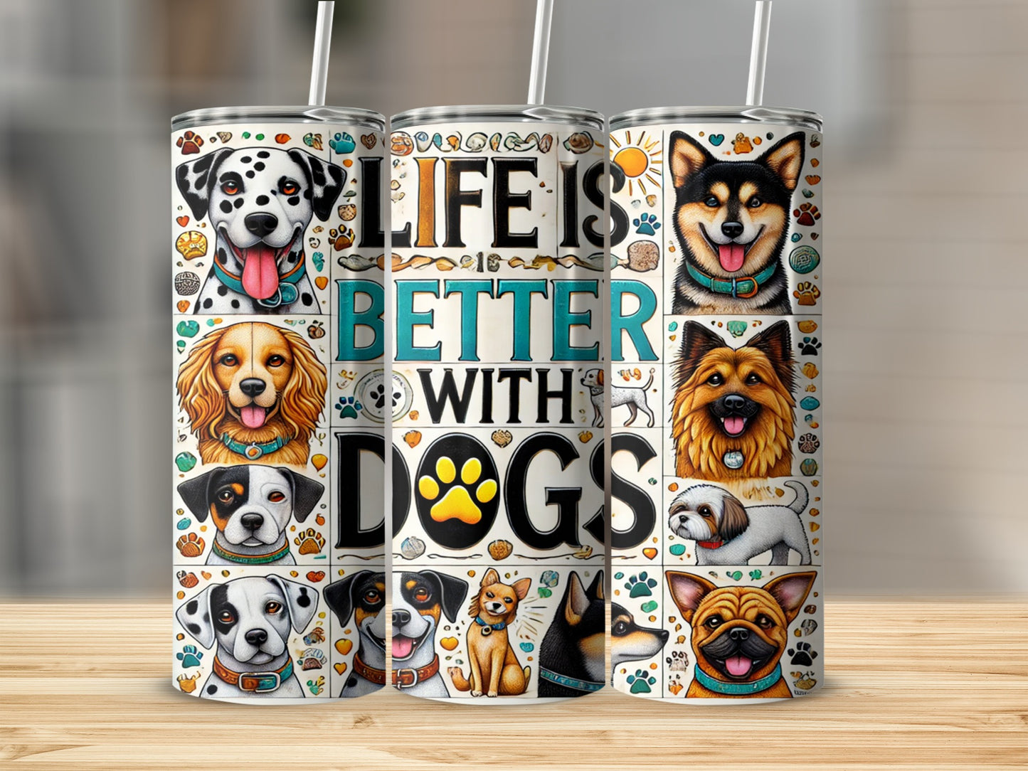 Vibrant Life Is Better With Dogs Graphic Tumbler