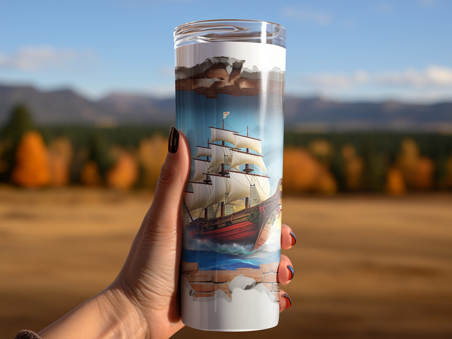 Sailing Ship Scenic Design Tumbler Product