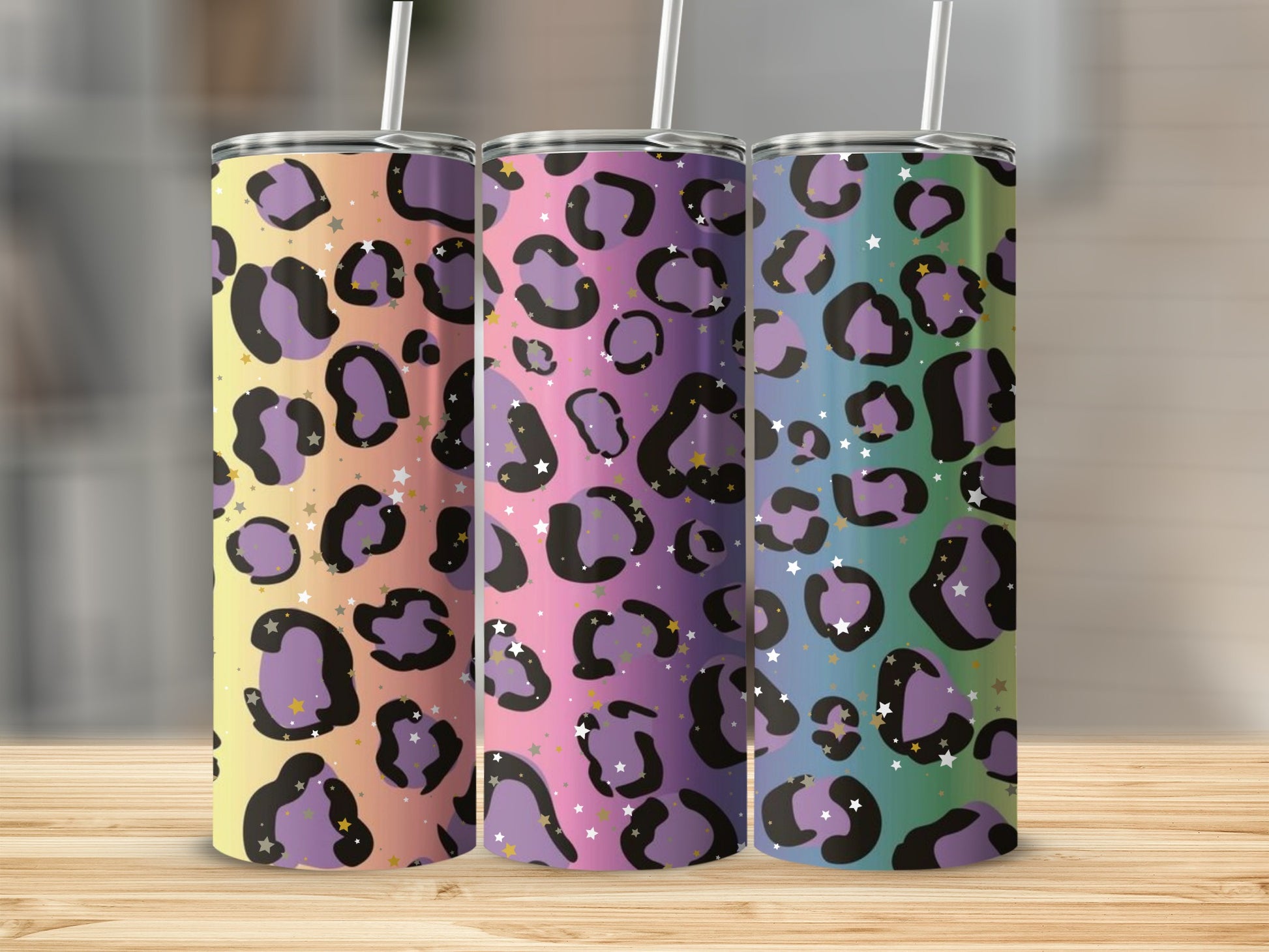Colorful Leopard Print Stainless Steel Tumbler Cup