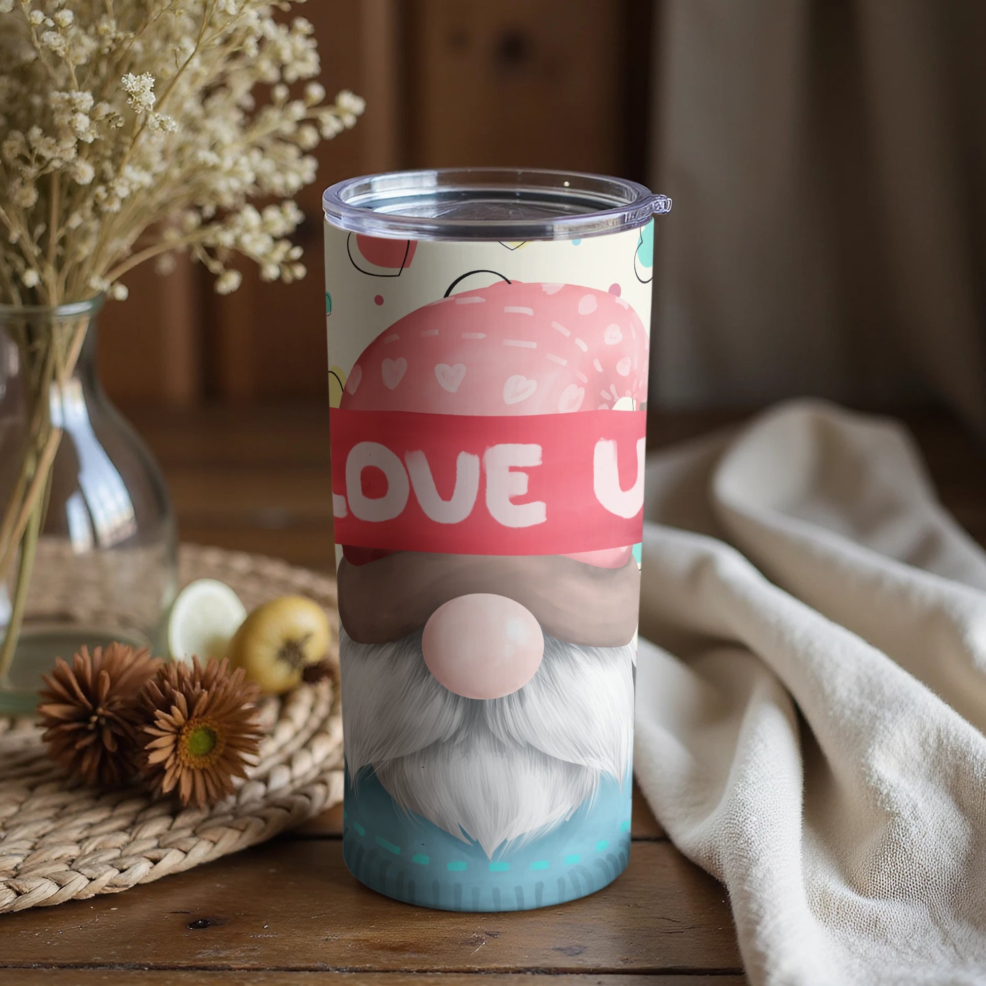 Cute Gnome Love U Valentines Day Decor Tumbler