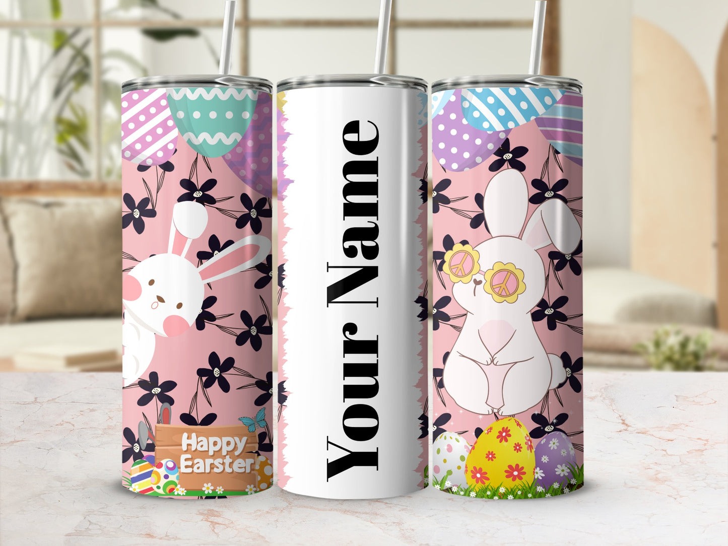 Personalized Happy Easter Bunny Tumbler for Spring Celebrations