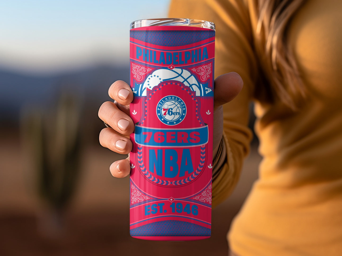 Philadelphia 76ers NBA Vintage Emblem Design Tumbler