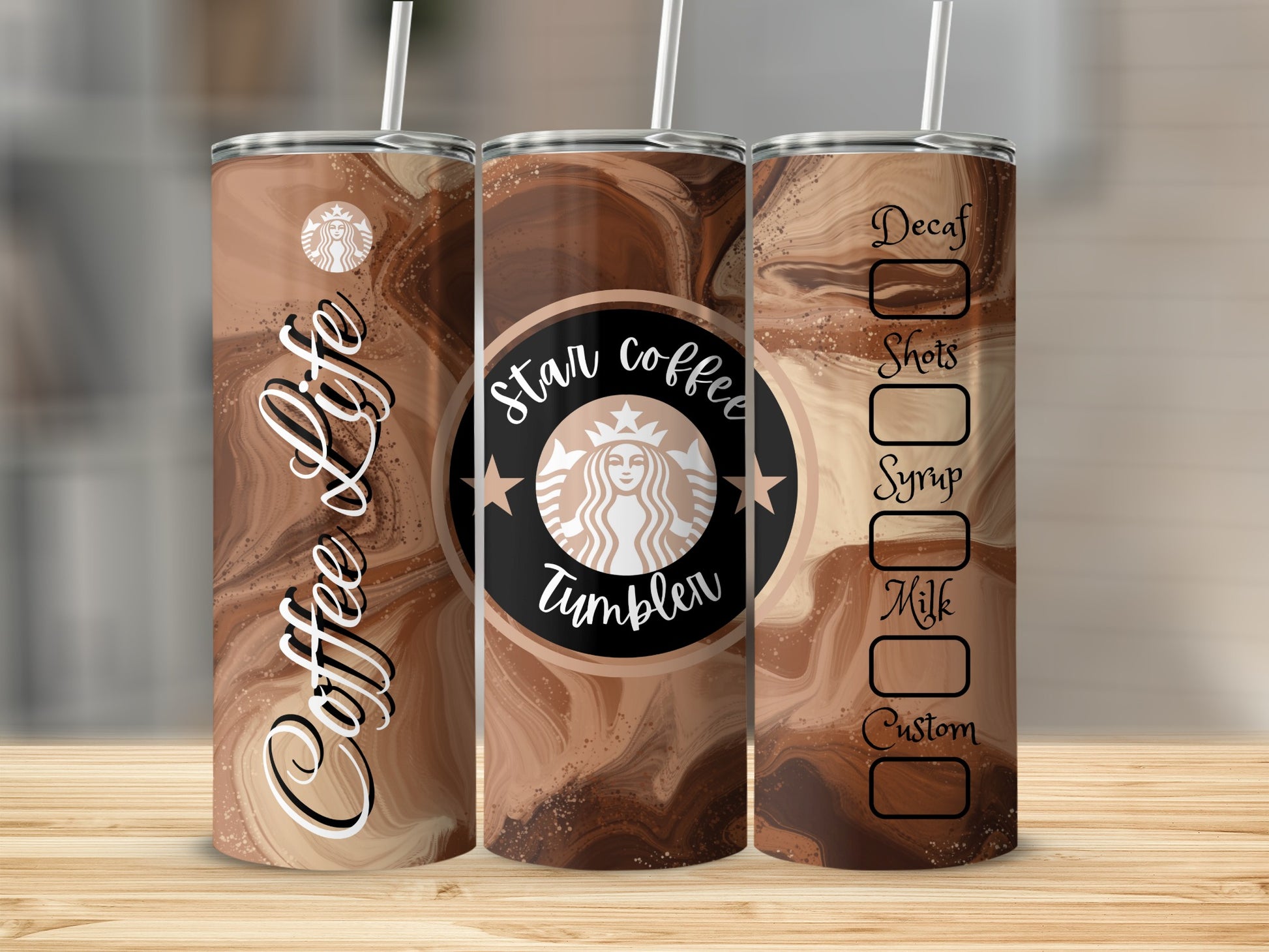 Coffee Life Star Coffee Tumbler Customizable stainless steel