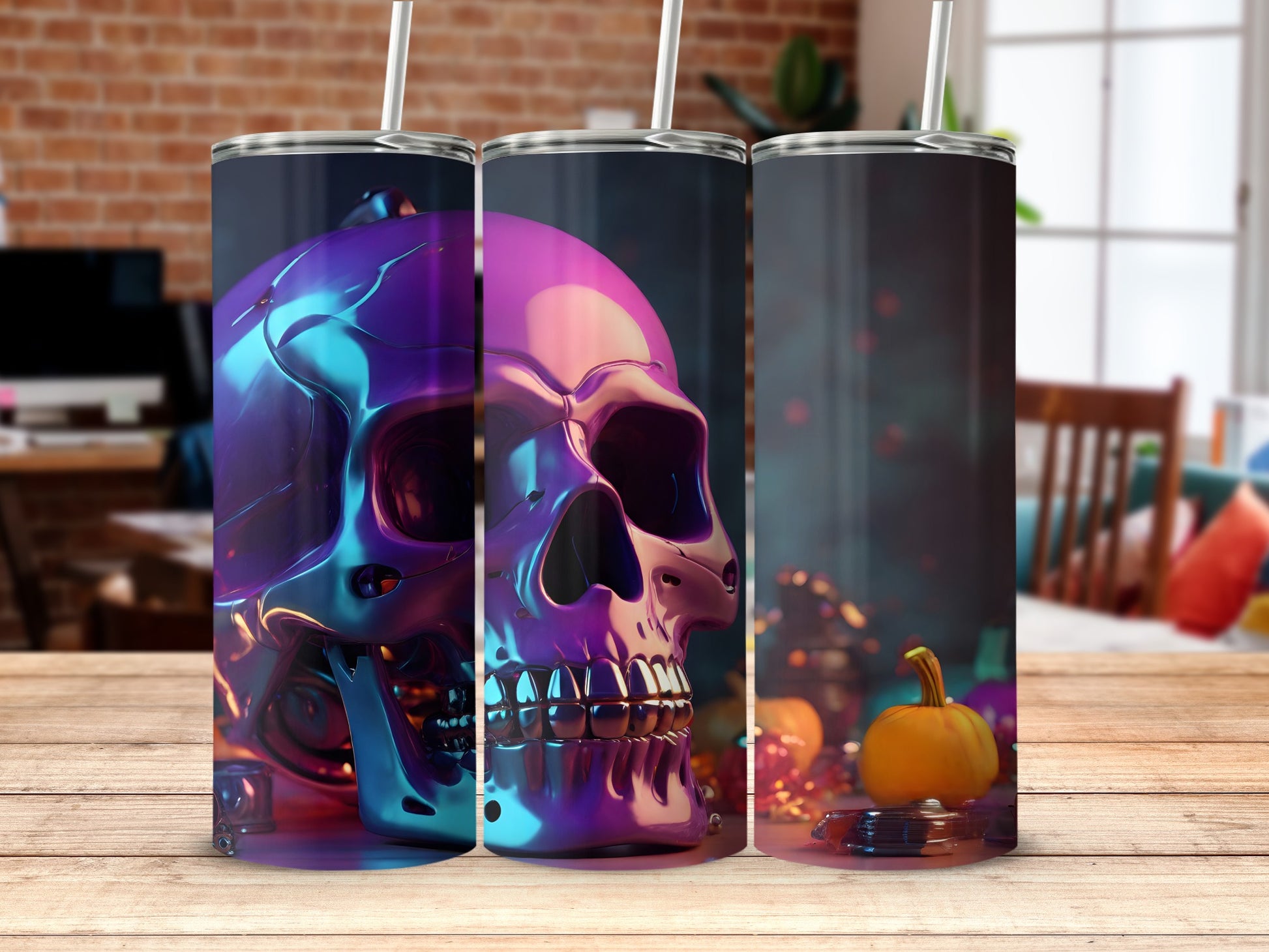 Iridescent Skull Holographic Design Tumbler product type