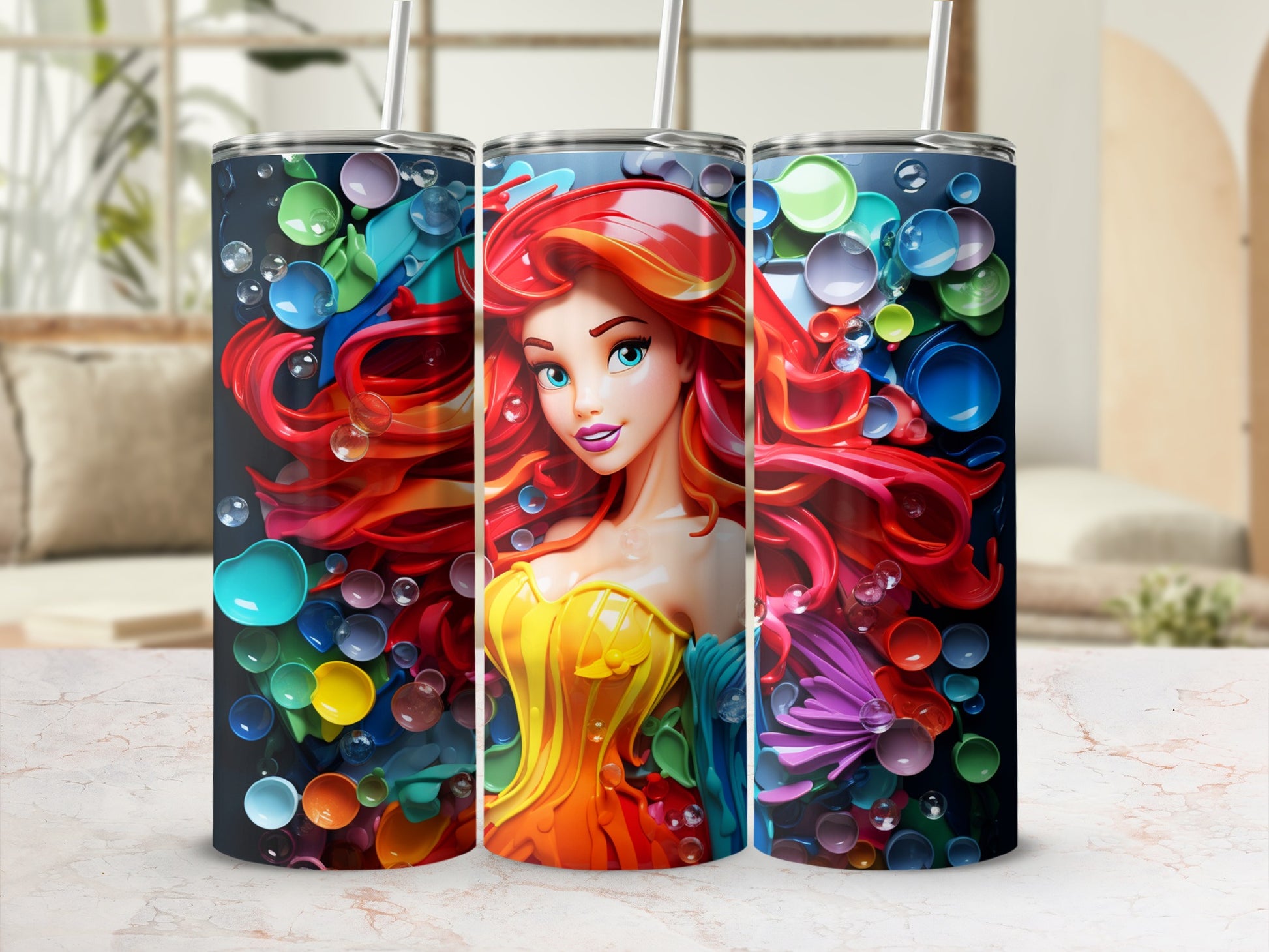 Colorful Mermaid Character Design Tumbler Product