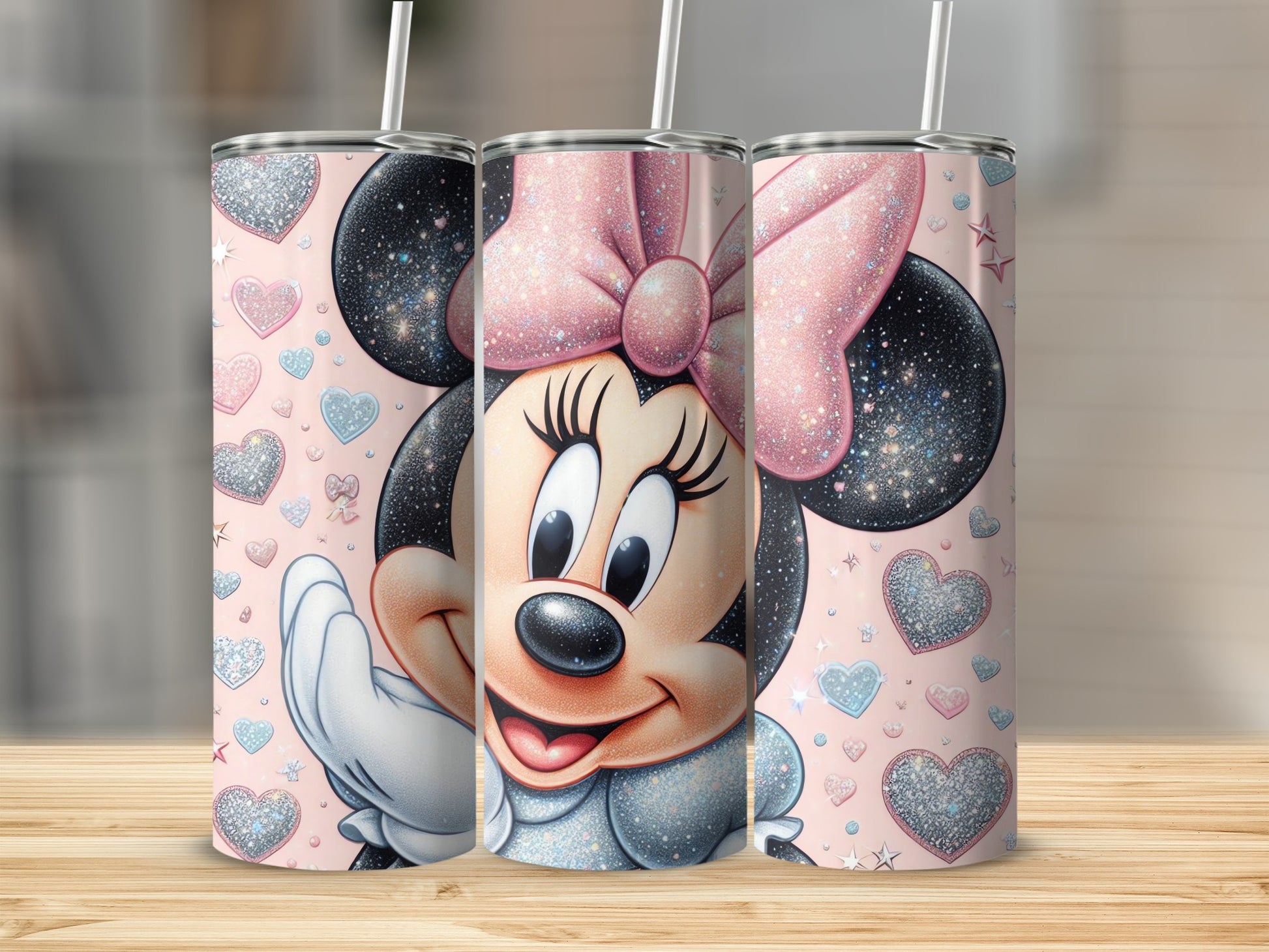 Minnie Mouse Tumbler Cup with Hearts and Sparkles
