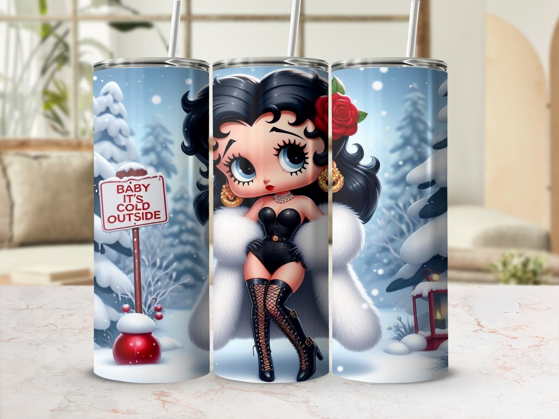 Baby It's Cold Outside Winter Scene Tumbler