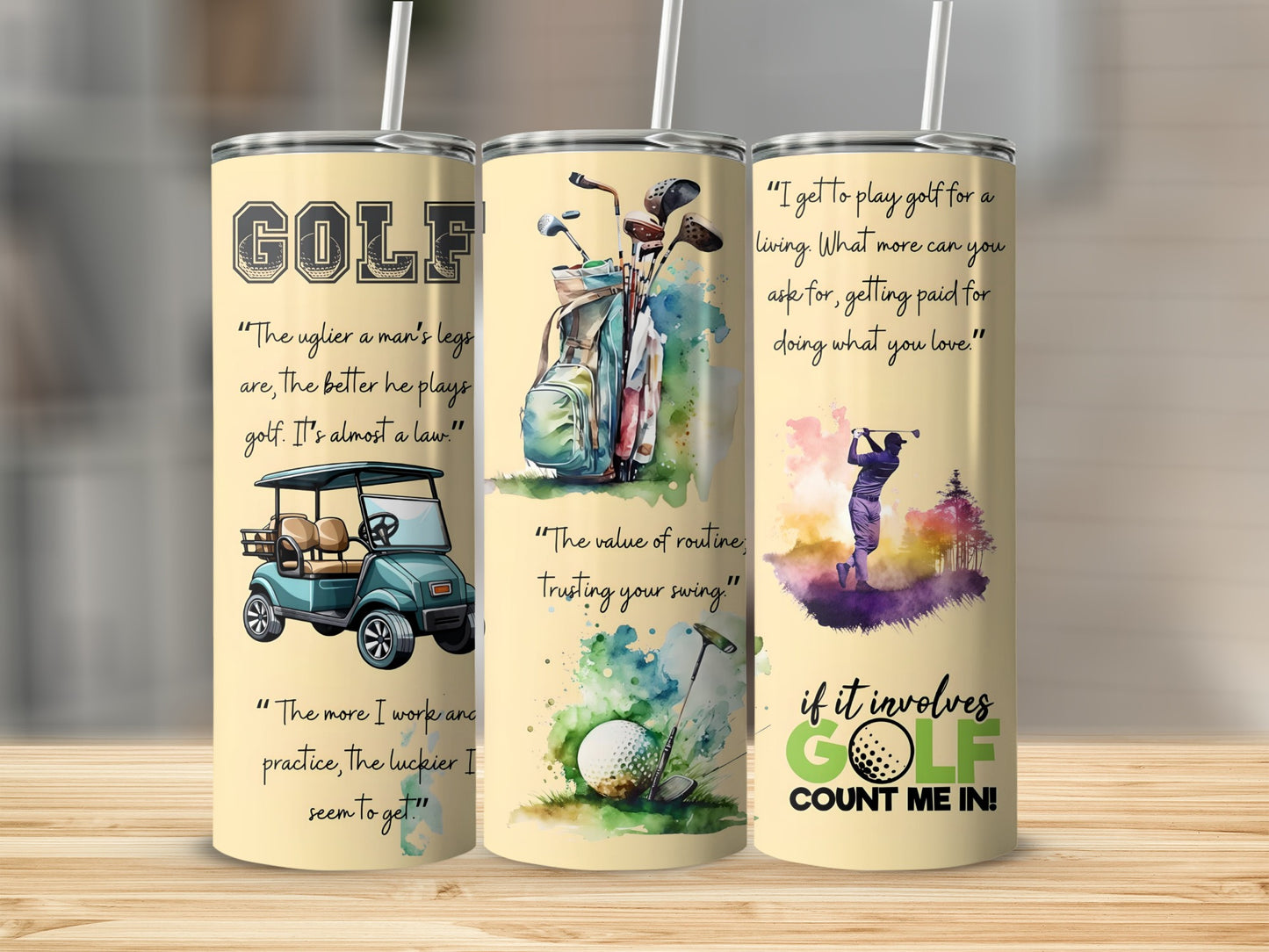 Golf Motivational Quotes and Art on Tumbler Product