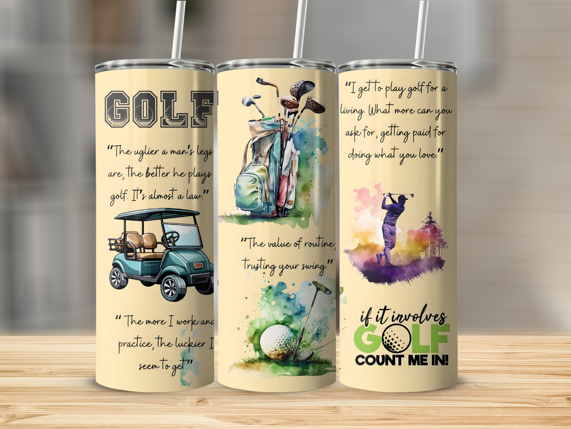 Golf Motivational Quotes and Art on Tumbler Product