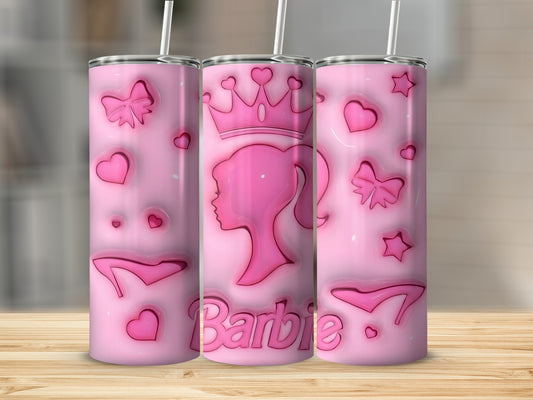 Barbie Inspired Pink Tumblers with Cute Design Patterns