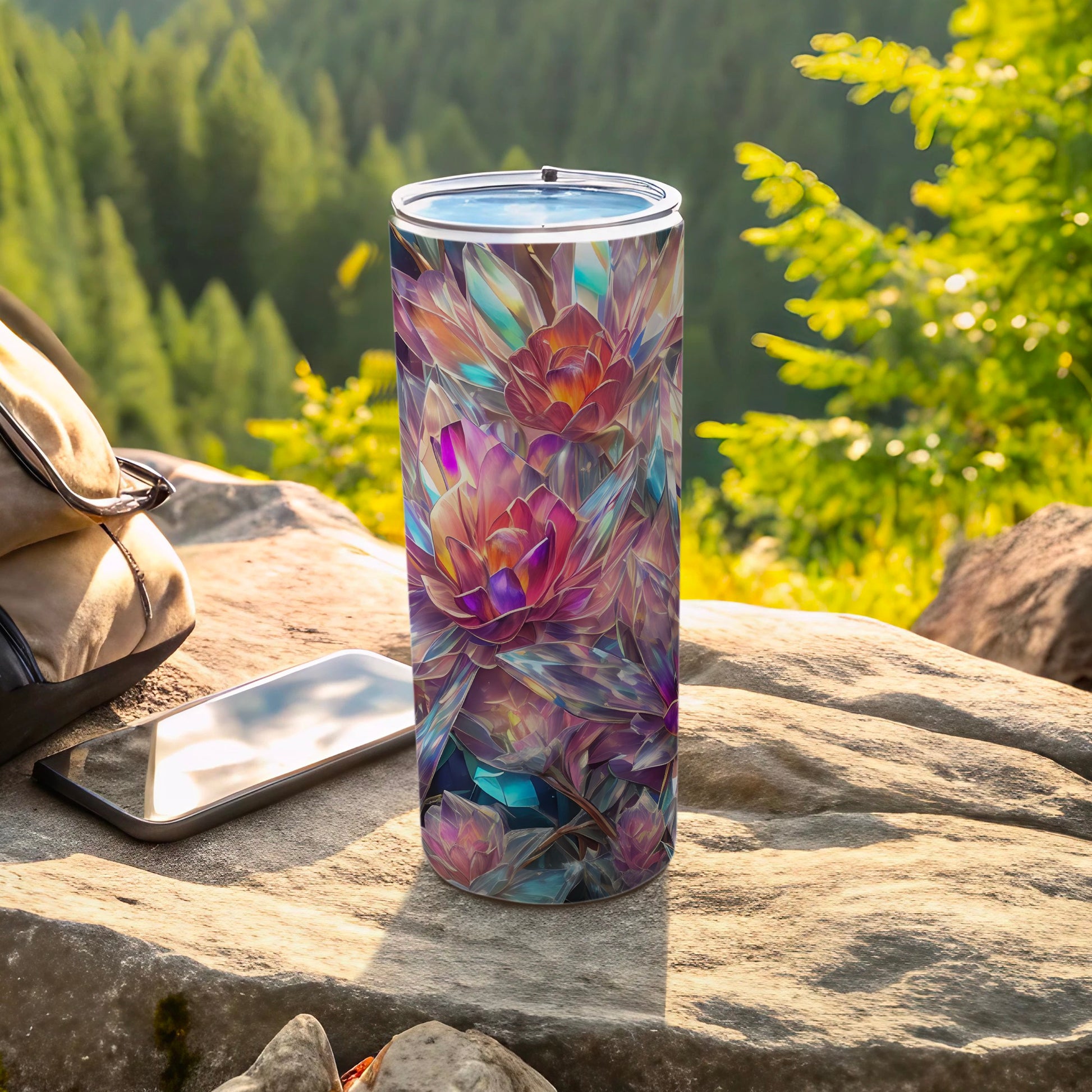 Abstract Crystal Floral Pattern Travel Tumbler product type