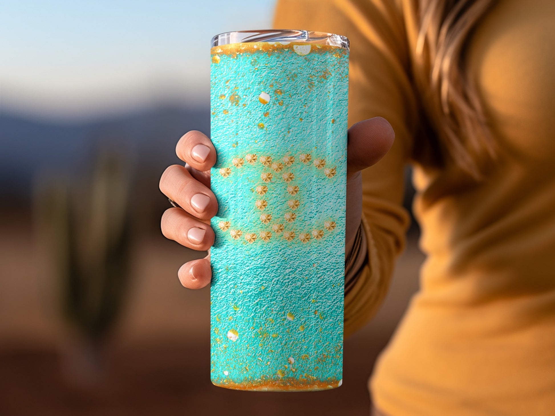 Stylish Turquoise Patterned Insulated Tumbler Product