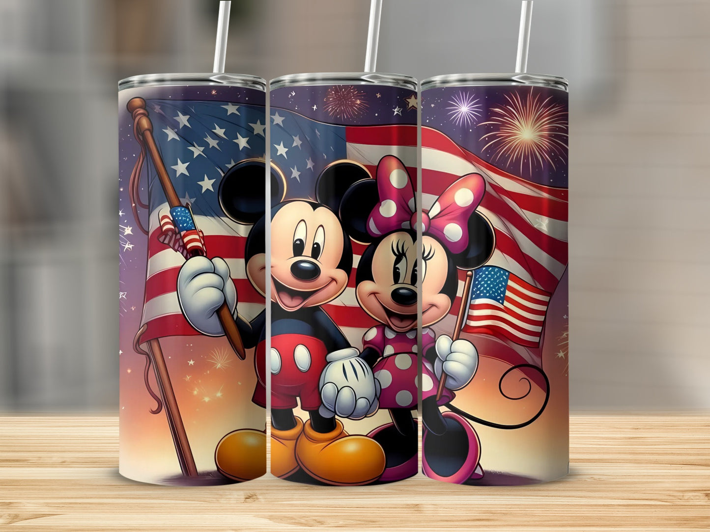 Patriotic Mickey and Minnie Mouse Tumblers Fourth of July