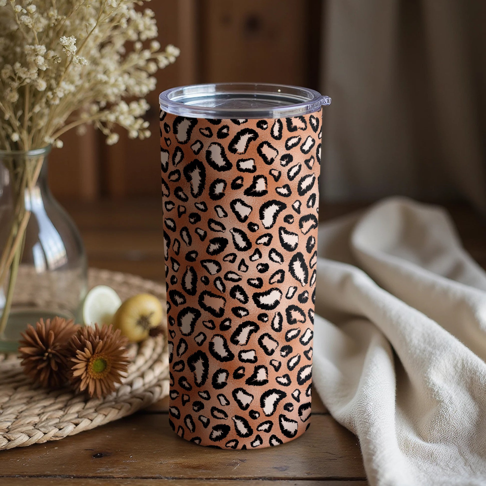 Leopard Print Insulated Tumbler travel cup