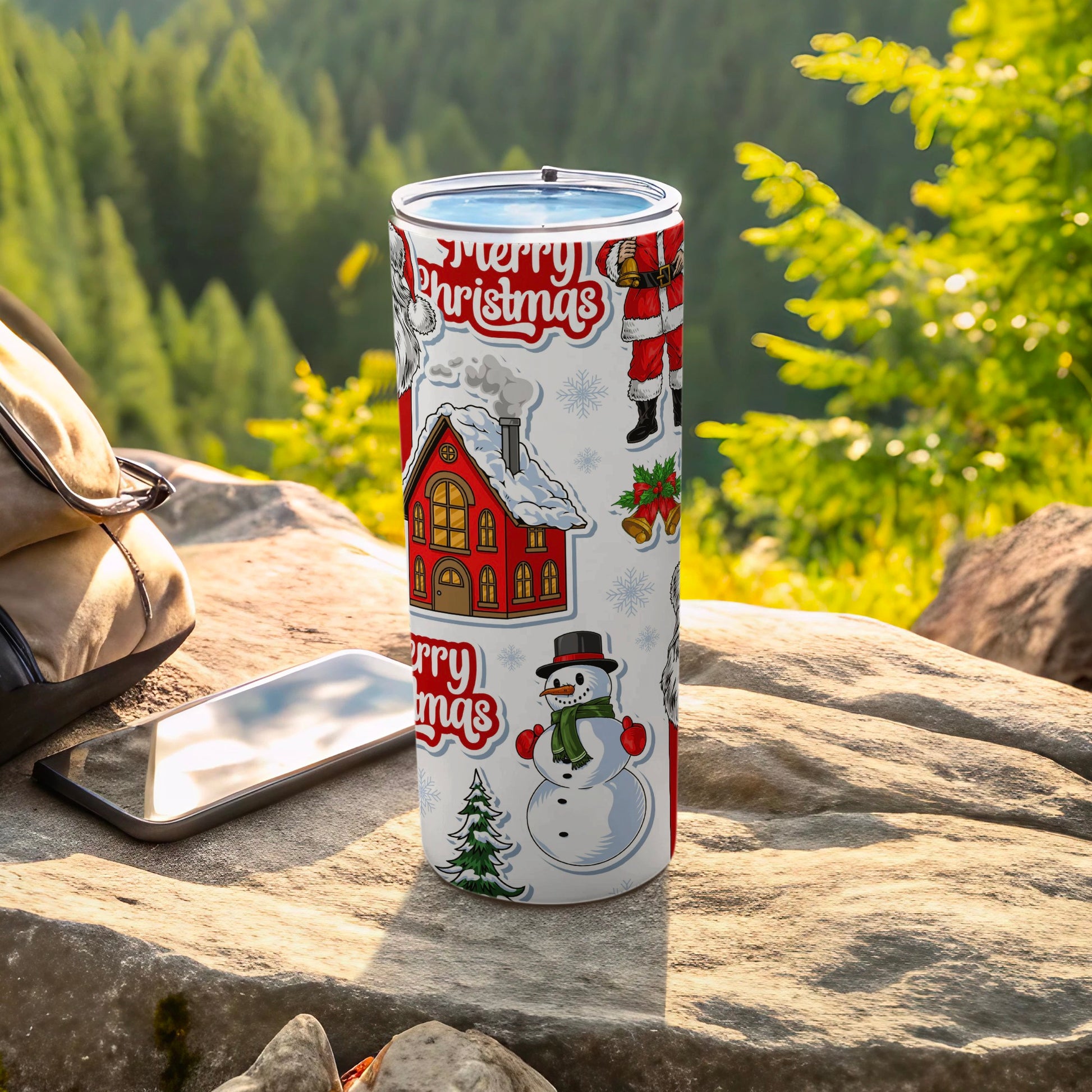 Christmas Themed Holiday Tumbler for Festive Drinks