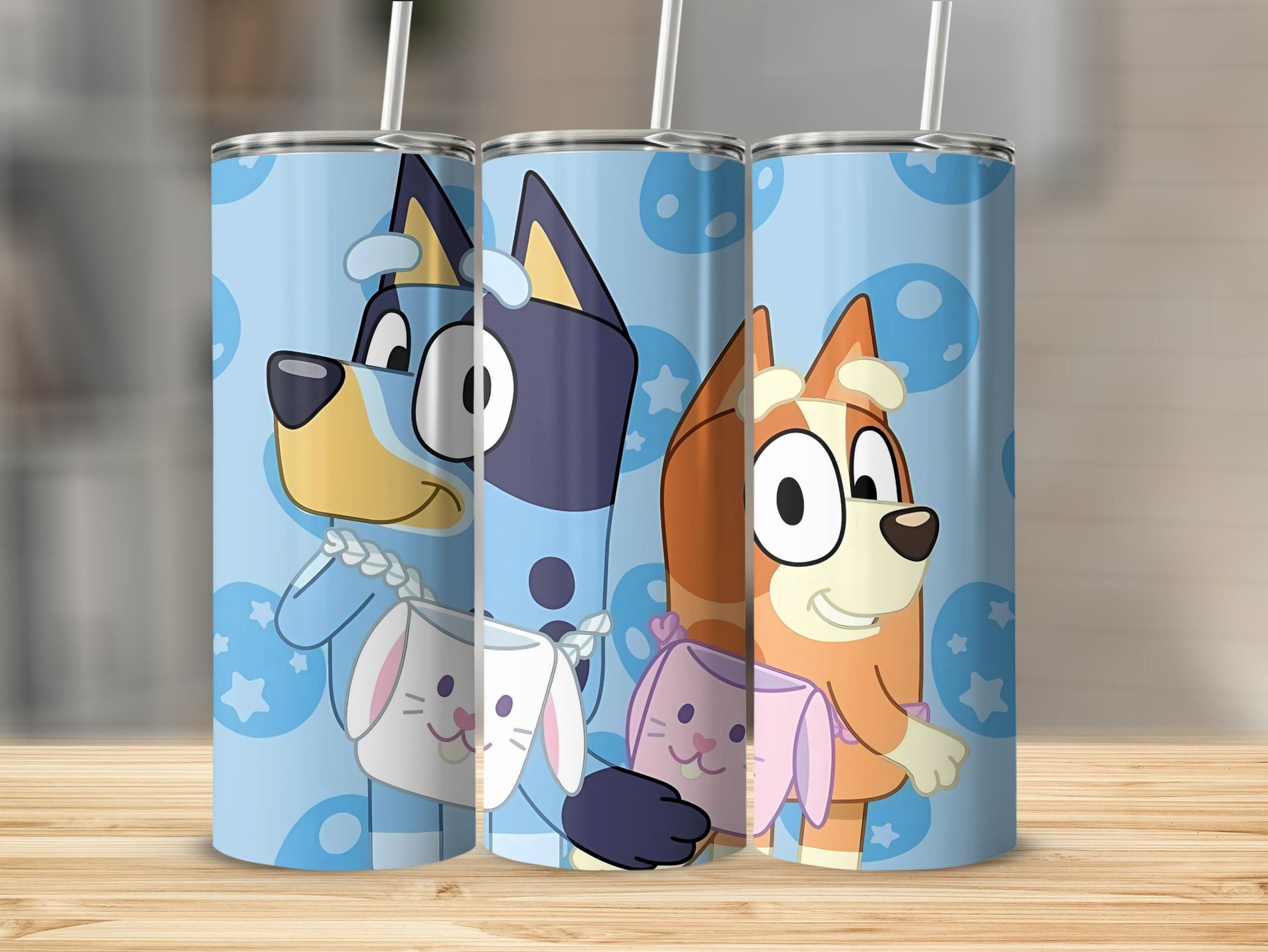 Bluey and Bingo Cartoon Tumbler with Bunny Design