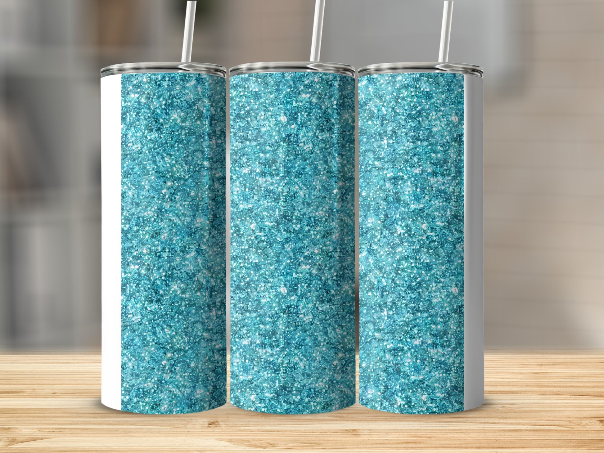 Sparkling Teal Glitter Tumbler Cups for Everyday Use