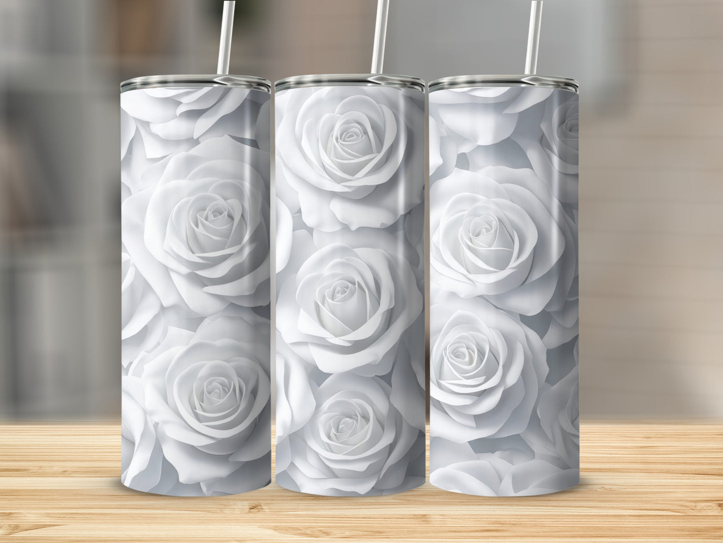 Elegant Rose Pattern Insulated Tumbler Cup Product