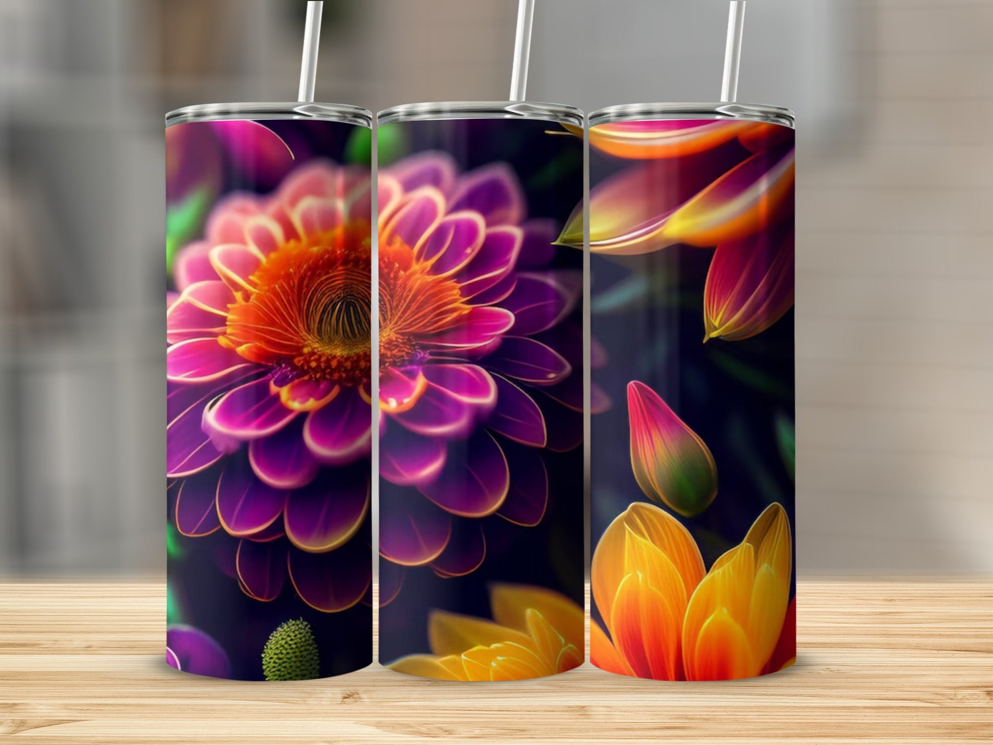 Colorful Floral Pattern Design on Tumbler Product