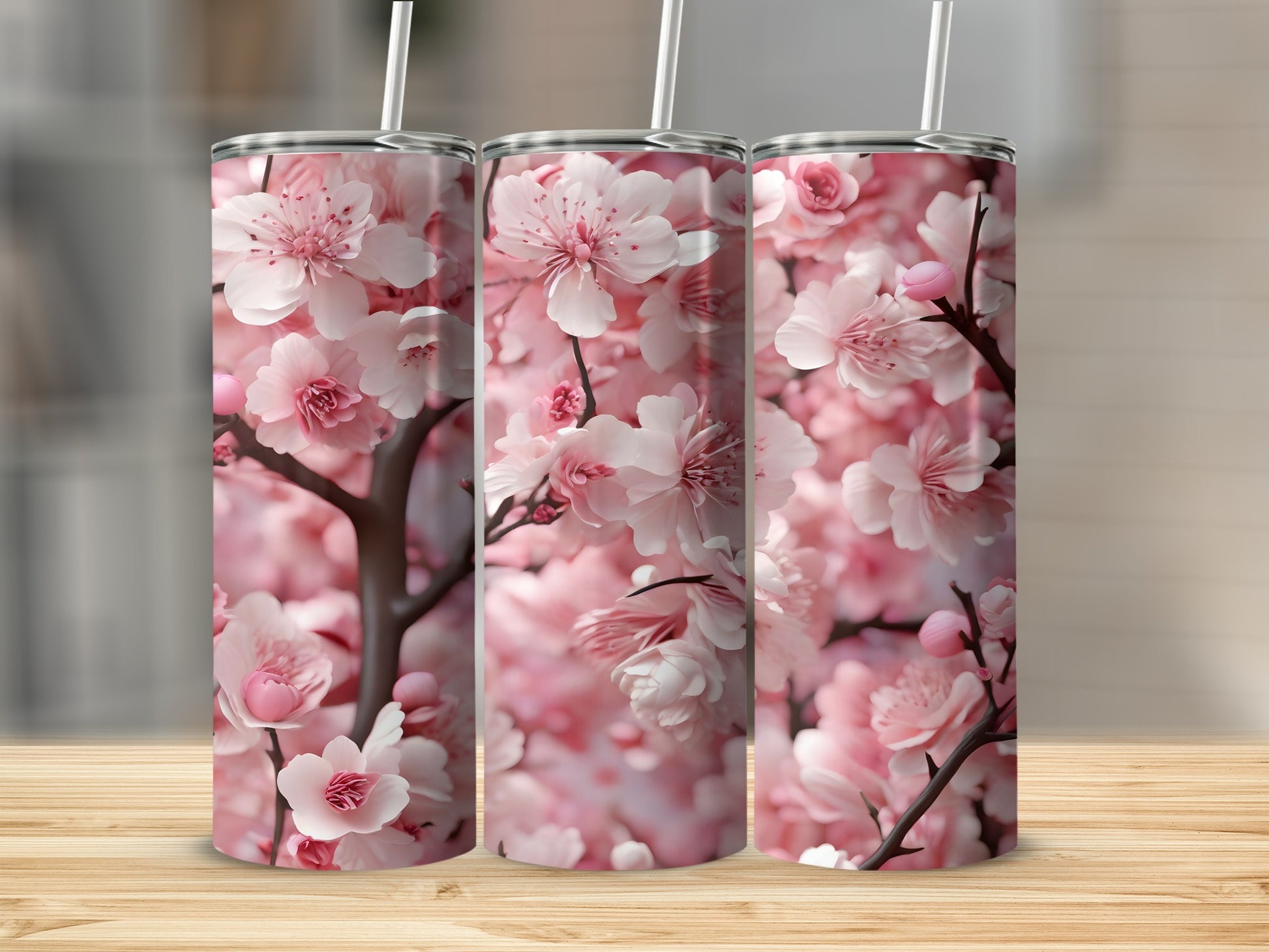 Pink Cherry Blossom Design Tumbler Slim Insulated product type