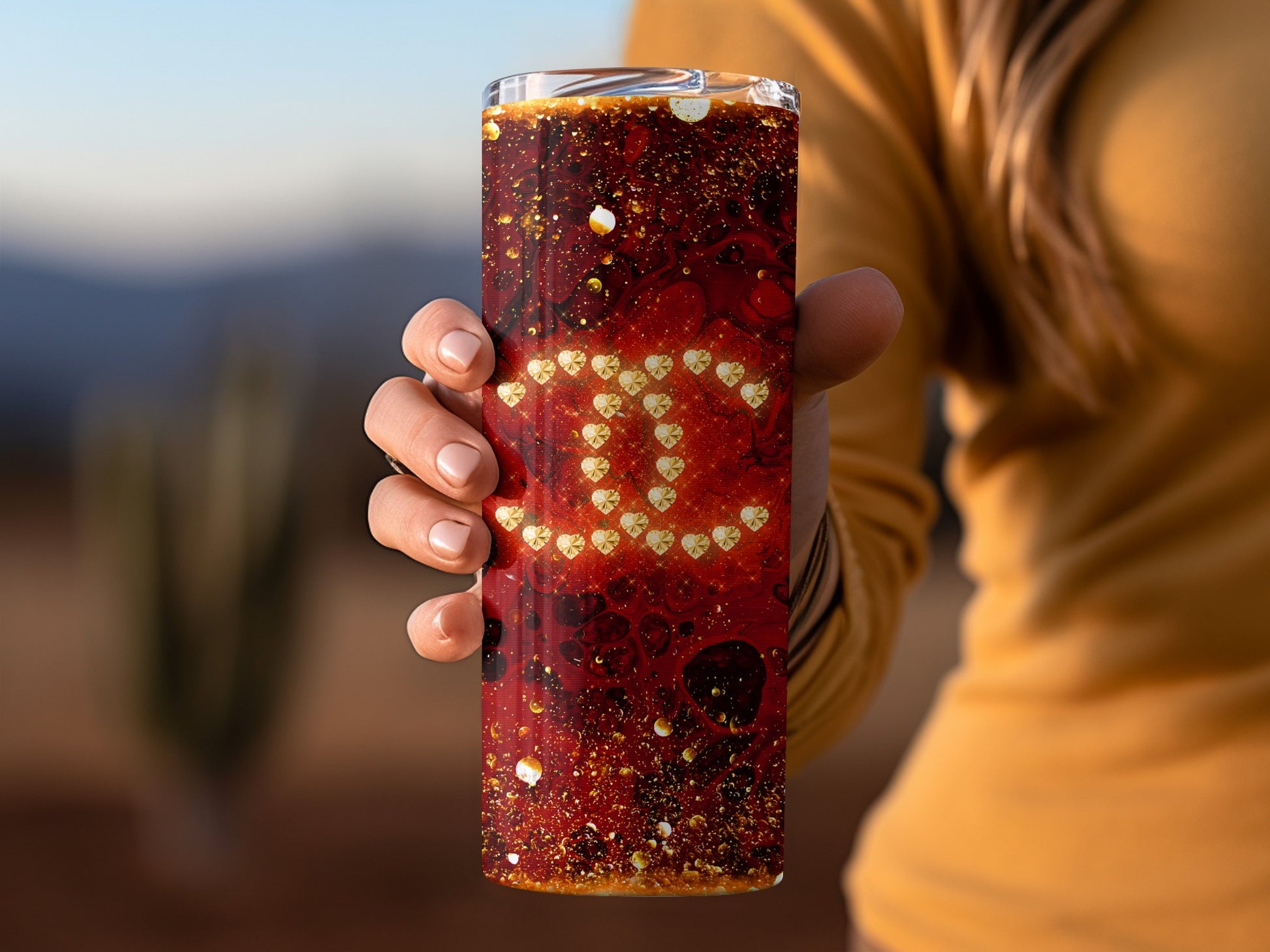Luxury Red Sparkle Heart Design Tumbler