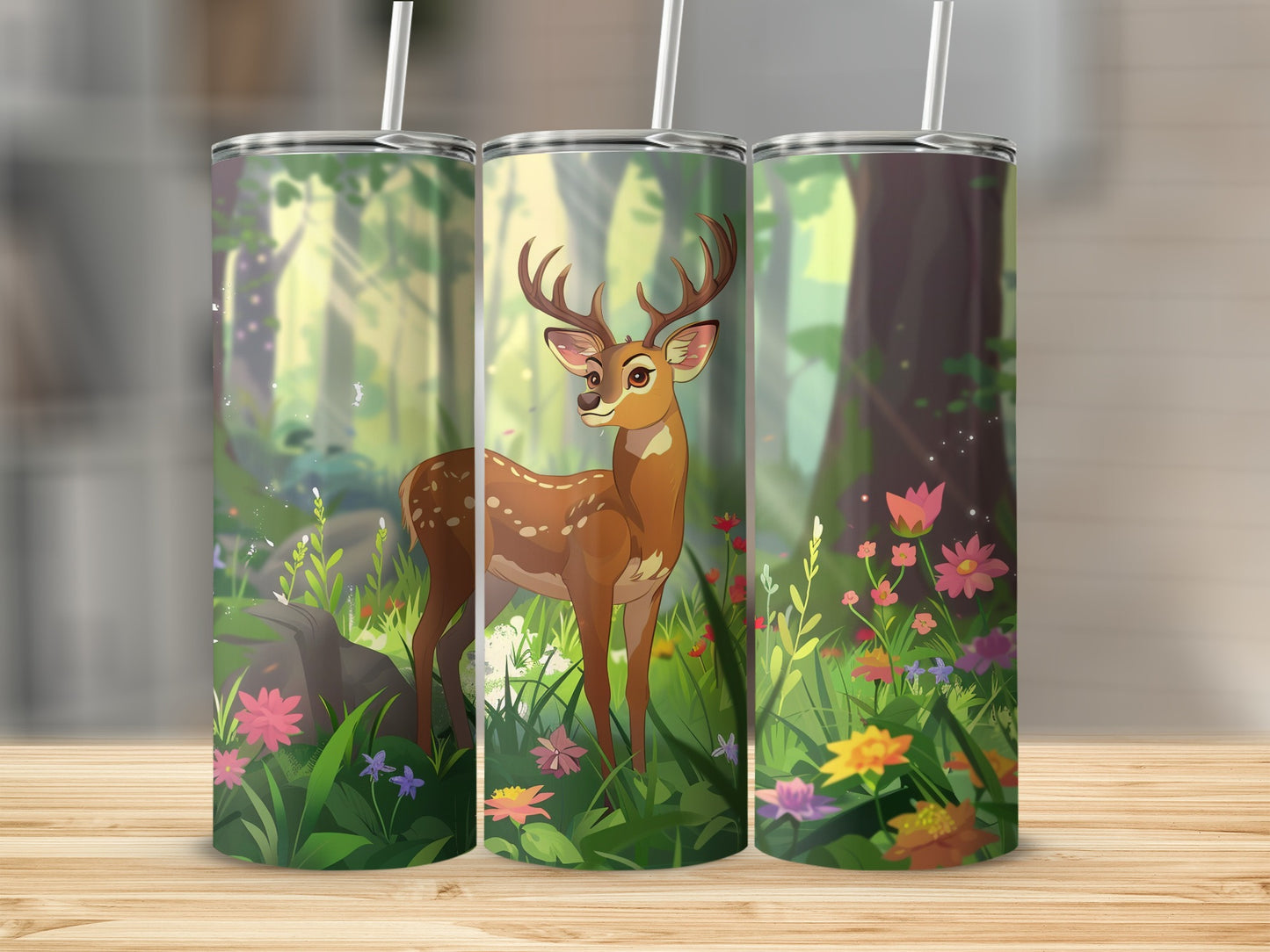 Enchanted Woodland Deer Fawn Meadow Blooms Art product type