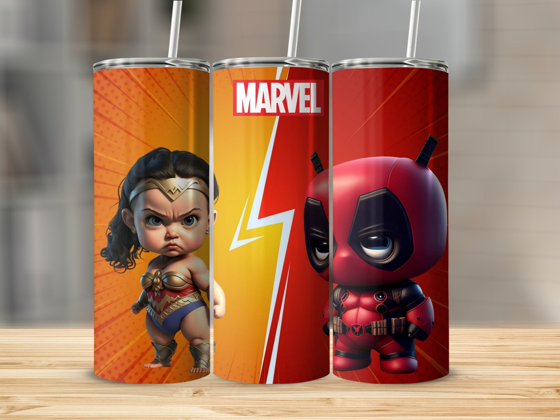Cute Superhero Design 20oz Tumbler Drinkware Accessory