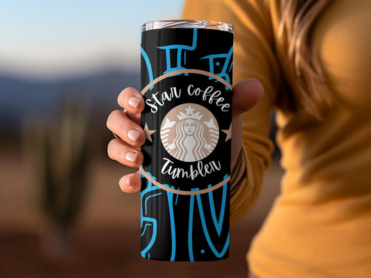 Star Coffee Tumbler Blue and Black Stylish Cup
