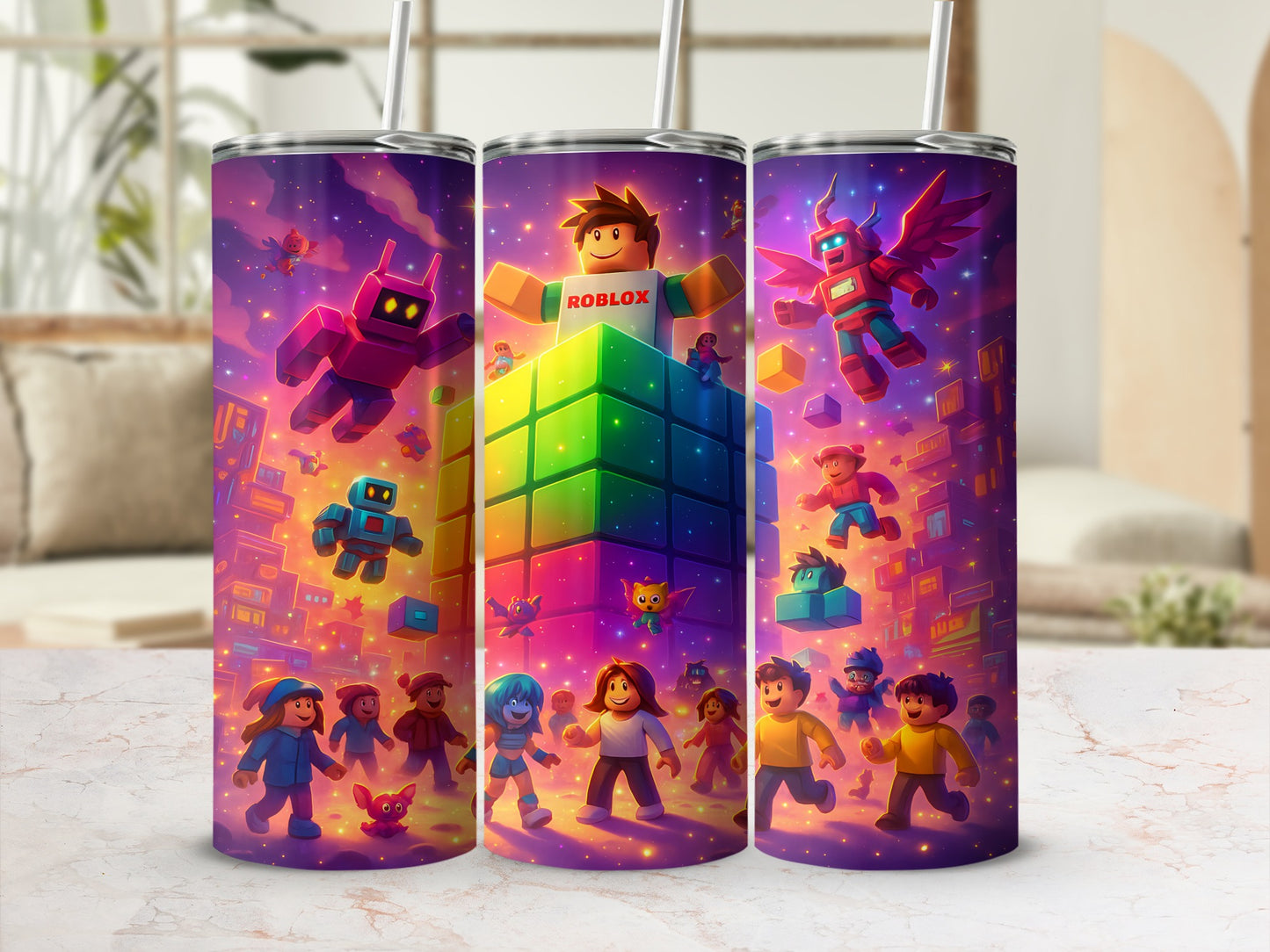 Colorful Roblox Adventure Theme Tumbler Cup for Kids