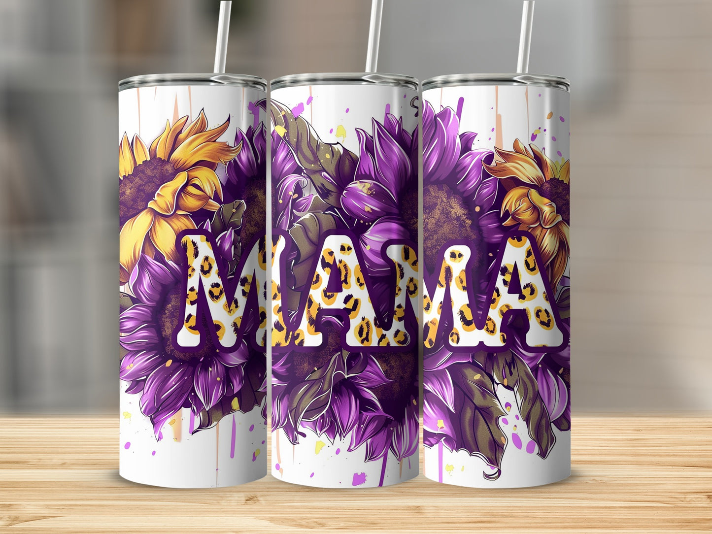 Mama Sunflower Leopard Print Custom Tumbler Product