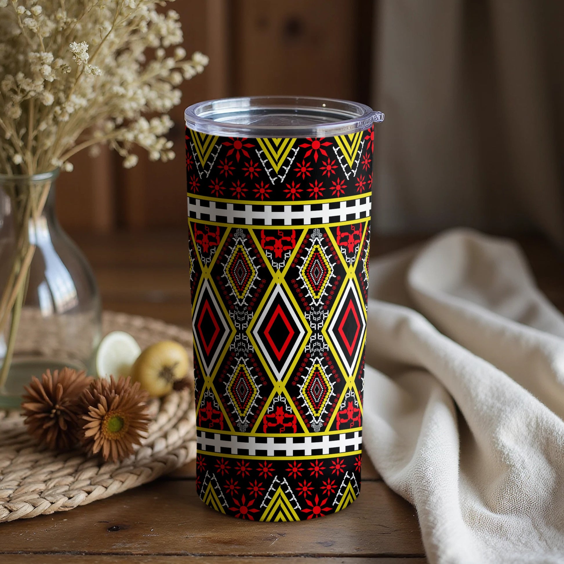 Geometric Patterned Insulated Beverage Tumbler
