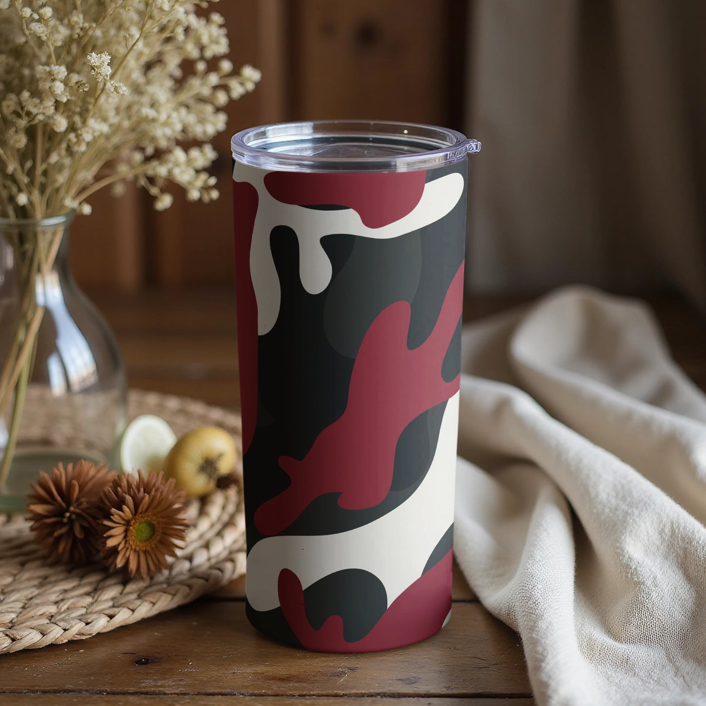 Stylish Red and Black Camouflage Tumbler Cup