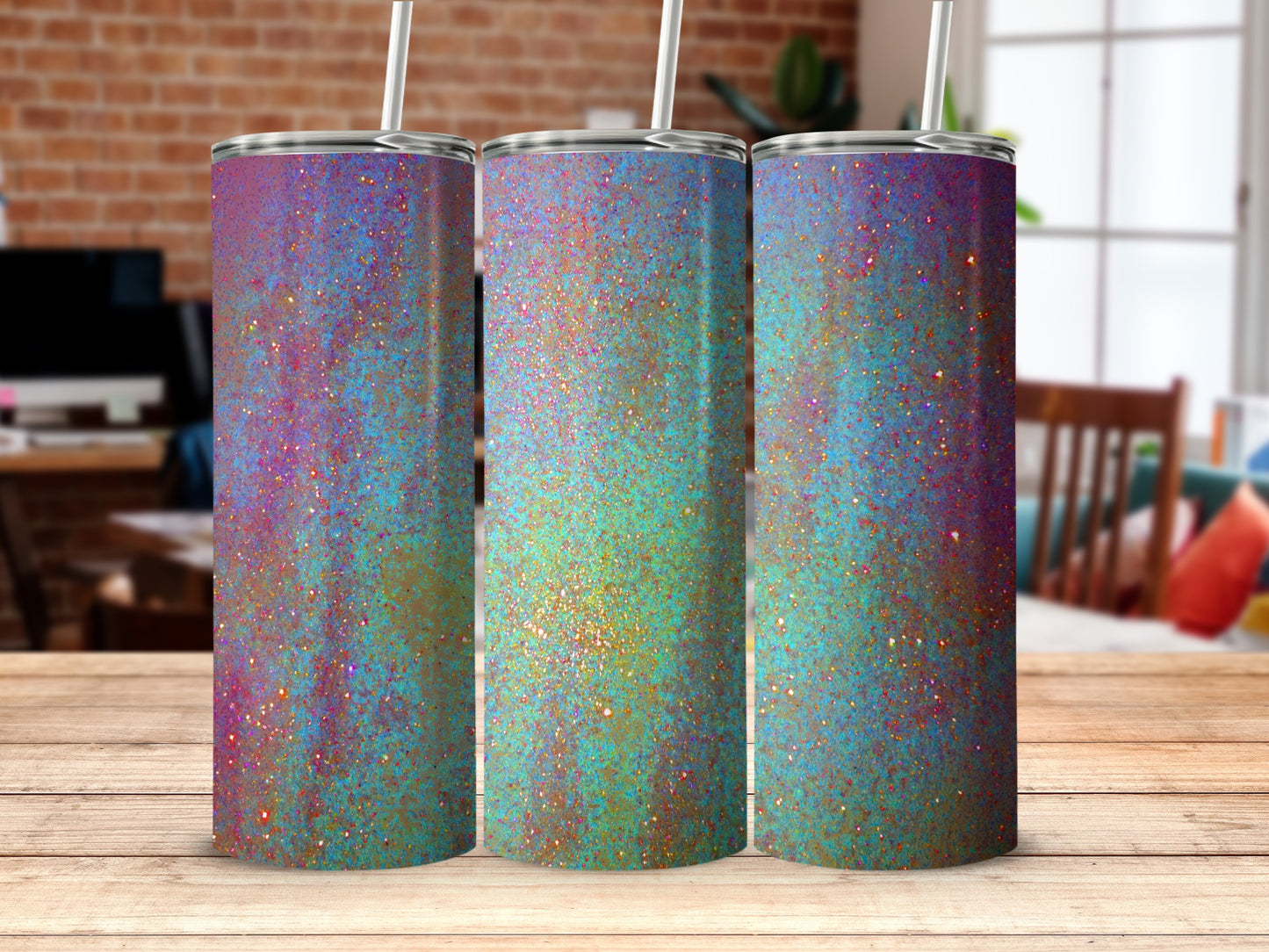 Colorful Glitter Patterned Tumbler for Stylish Drinks