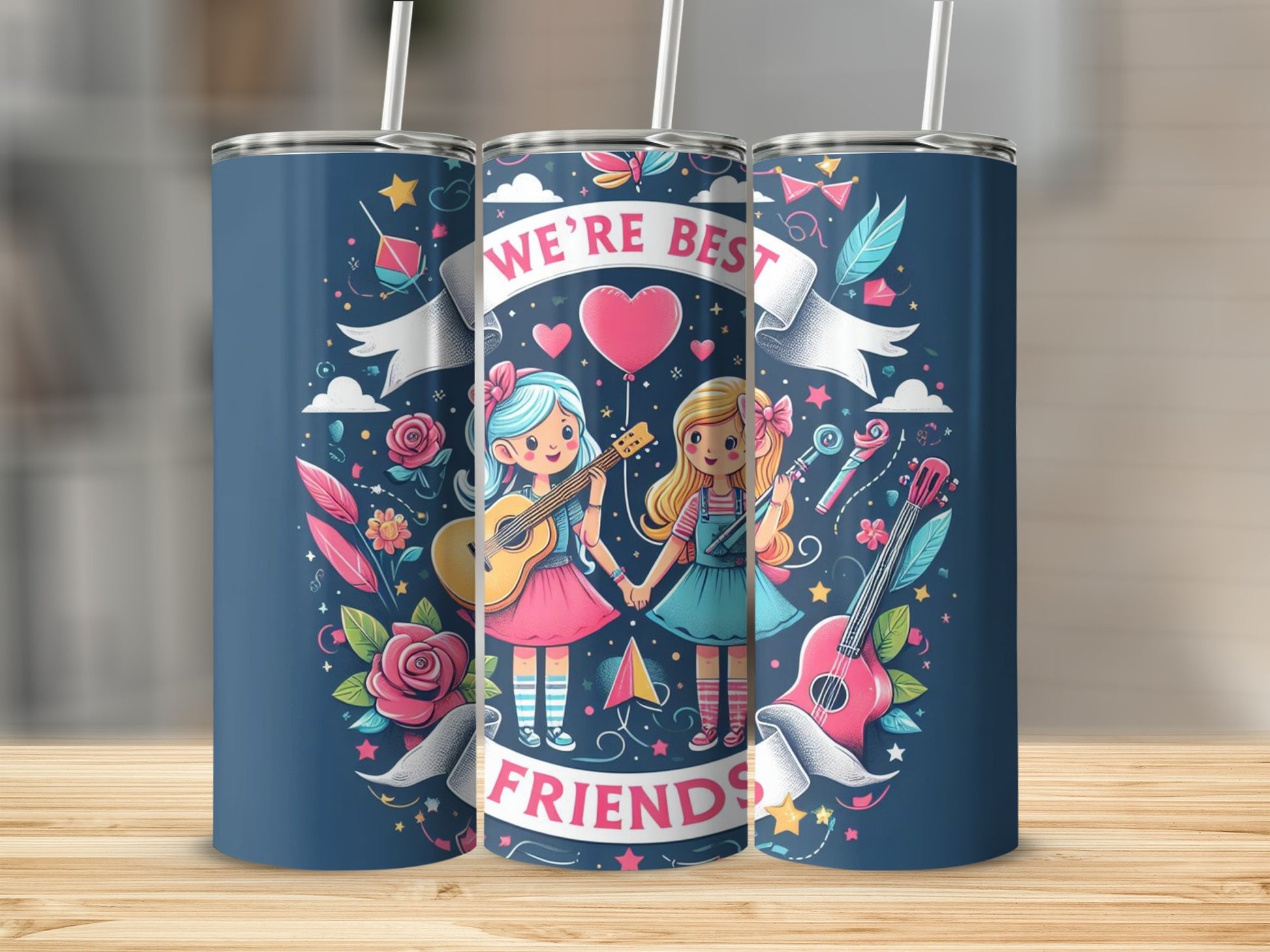 We're Best Friends Illustration Travel Mug