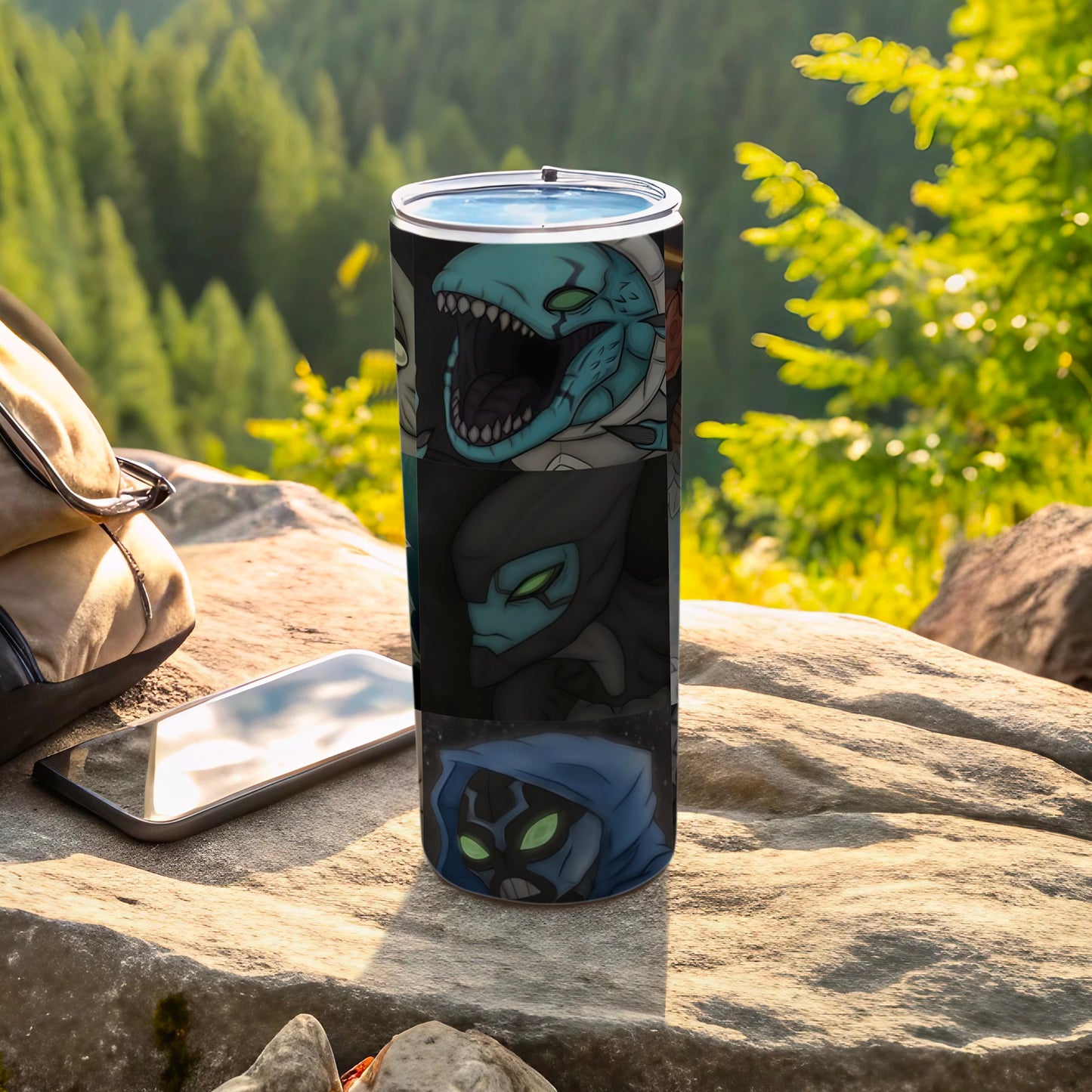Sci-Fi Monsters Themed Tumbler with Lid Durable 20oz Cup